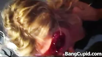 Homemade Blowjob with Tongue Tease by Amateur MILF Wearing a Mask