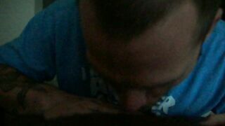 Black Gay Amateur Swallows Cum in Mouth during Homemade Interracial Blowjob