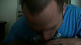 Black Gay Amateur Swallows Cum in Mouth during Homemade Interracial Blowjob