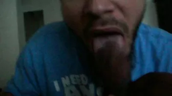 Black Gay Amateur Swallows Cum in Mouth during Homemade Interracial Blowjob