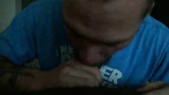 Black Gay Amateur Swallows Cum in Mouth during Homemade Interracial Blowjob