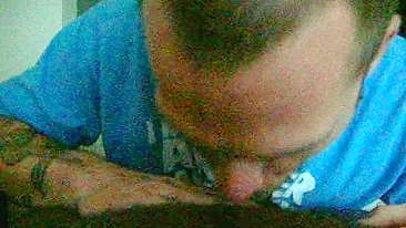 Black Gay Amateur Swallows Cum in Mouth during Homemade Interracial Blowjob