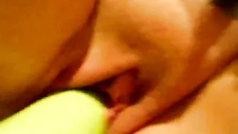 MILF Mom Squirts with Homemade Toys in Kitchen Orgasm