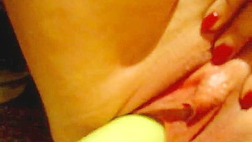 MILF Mom Squirts with Homemade Toys in Kitchen Orgasm