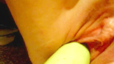 MILF Mom Squirts with Homemade Toys in Kitchen Orgasm