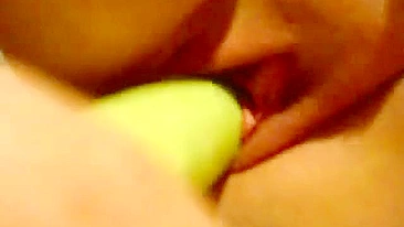 MILF Mom Squirts with Homemade Toys in Kitchen Orgasm