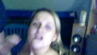 Blonde Girlfriend Homemade Cumshot Blowjob with Swallowing