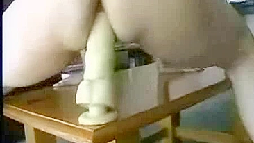 Wild MILF Rides Massive Dildo with Girlfriend during Anal Sex