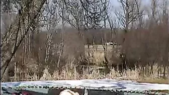 Homemade Outdoor Orgasm with Big Tits and Dick on Trampoline