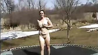 Homemade Outdoor Orgasm with Big Tits and Dick on Trampoline