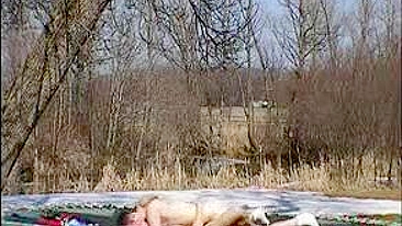 Homemade Outdoor Orgasm with Big Tits and Dick on Trampoline