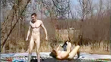 Homemade Outdoor Orgasm with Big Tits and Dick on Trampoline