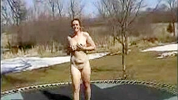 Homemade Outdoor Orgasm with Big Tits and Dick on Trampoline