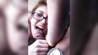 Homemade Swallowing Blowjob with Glasses by Brunette Girlfriend