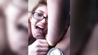 Homemade Swallowing Blowjob with Glasses by Brunette Girlfriend