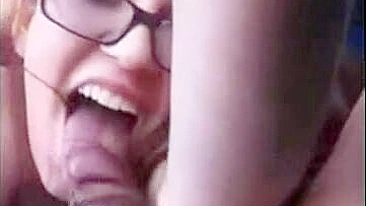 Homemade Swallowing Blowjob with Glasses by Brunette Girlfriend