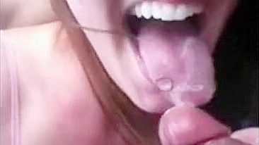 Homemade Swallowing Blowjob with Glasses by Brunette Girlfriend
