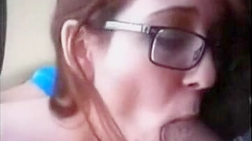 Homemade Swallowing Blowjob with Glasses by Brunette Girlfriend