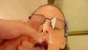 Homemade Glasses Fetish Blowjobs with Cumshot Messy Facial