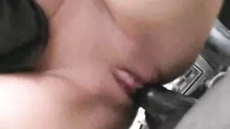 Wild Blonde Girlfriends Ride Stick Shift Pussies in Homemade Car Sex