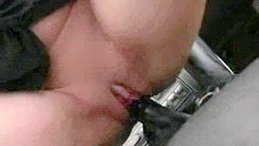 Wild Blonde Girlfriends Ride Stick Shift Pussies in Homemade Car Sex