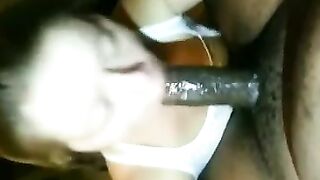 Amateur White Chick Sucks Big Black Cock & Eats Cum in Homemade Sex