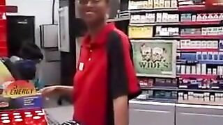 Homemade Ebony Blowjob with Cum Swallowed at Convenience Store