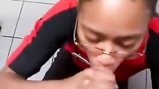 Homemade Ebony Blowjob with Cum Swallowed at Convenience Store