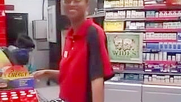 Homemade Ebony Blowjob with Cum Swallowed at Convenience Store