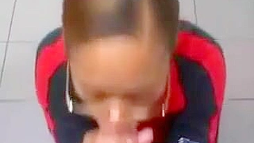 Homemade Ebony Blowjob with Cum Swallowed at Convenience Store