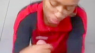Homemade Ebony Blowjob with Cum Swallowed at Convenience Store