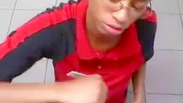 Homemade Ebony Blowjob with Cum Swallowed at Convenience Store