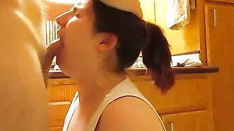 Homemade Amateur FaceFuck & BlowJob with Messy Cum Swallow