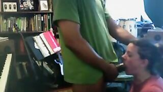 Interracial GF Sucks Big Cock & Swallows Cum in Homemade Blowjob
