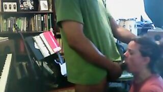 Interracial GF Sucks Big Cock & Swallows Cum in Homemade Blowjob