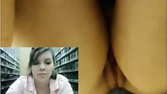 Homemade Squirting Sex with Big Boobs & Dildos in Public Library