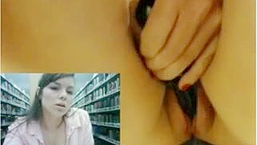 Homemade Squirting Sex with Big Boobs & Dildos in Public Library