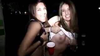 Naughty Spring Break Lesbians Flash Nudes in Public