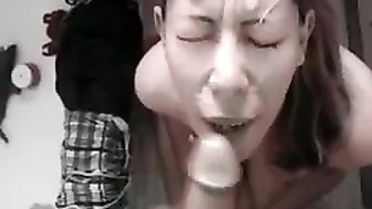 Latina Girlfriend Messy Homemade Facial with Cum Shot