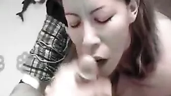 Latina Girlfriend Messy Homemade Facial with Cum Shot