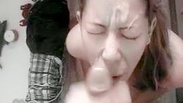 Latina Girlfriend Messy Homemade Facial with Cum Shot