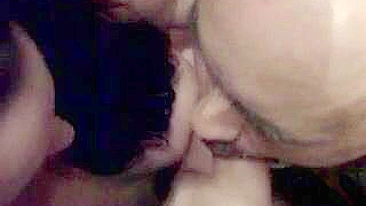 Bisexual Wife & Hubby Homemade Threesome with Cock Sucking