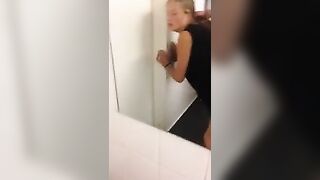 Homemade Doggy Style with Blonde College GF in McDonald Toilet