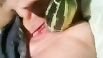 Stretching Wet Pussy with Massive Dildos in Homemade Fetish Veggie Fun