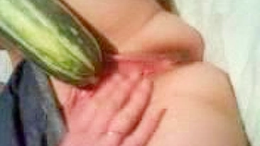 Stretching Wet Pussy with Massive Dildos in Homemade Fetish Veggie Fun