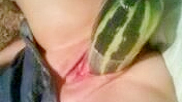 Stretching Wet Pussy with Massive Dildos in Homemade Fetish Veggie Fun