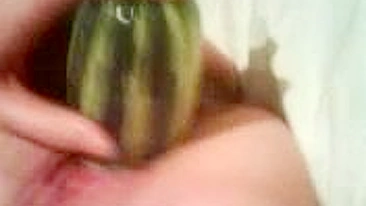 Stretching Wet Pussy with Massive Dildos in Homemade Fetish Veggie Fun