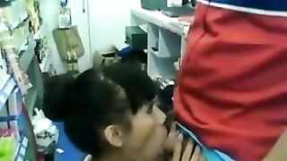 Homemade Blowjob & Swallow at Convenience Store - Amateur Brunette GF Public Cum in Mouth