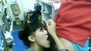 Homemade Blowjob & Swallow at Convenience Store - Amateur Brunette GF Public Cum in Mouth