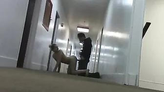 Amateur Couple Kinky Public Sex in Motel Hallway & Bedroom